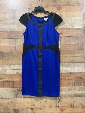 New With Tags ECI Royal Blue and Black Midi Sheath Dress Size XL